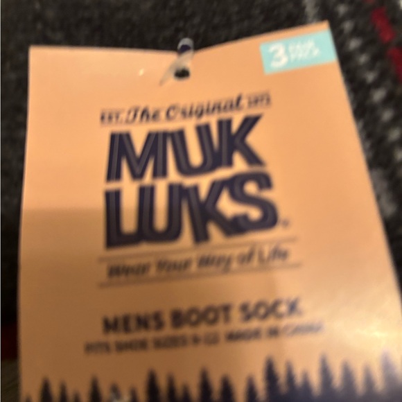 Muk Luks Men's Red and Gray Boot Socks - Picture 3 of 3